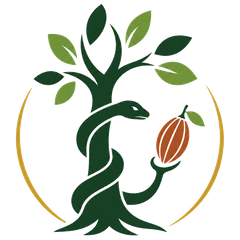 CO2BRA emblem — a snake winding up a tree bearing a cacao pod